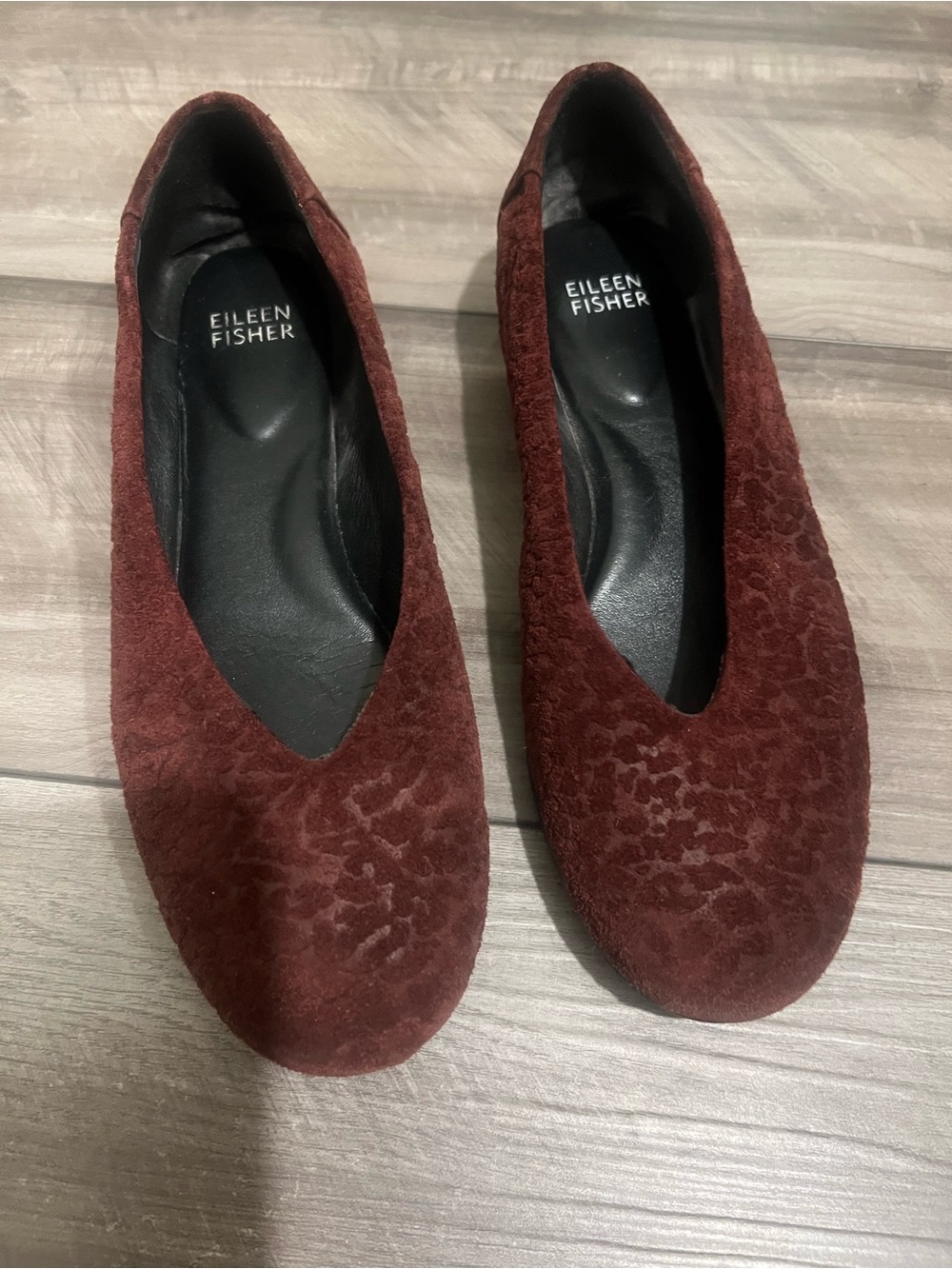 Eileen Fisher Deep Burgundy Suede Ballet Flats
